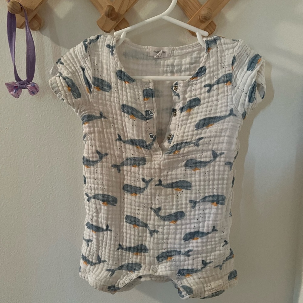 Angel dear muslin whale romper